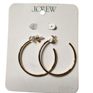 J.Crew Gold-Tone Hoop Earrings With Secure Backing Classic career office neutral